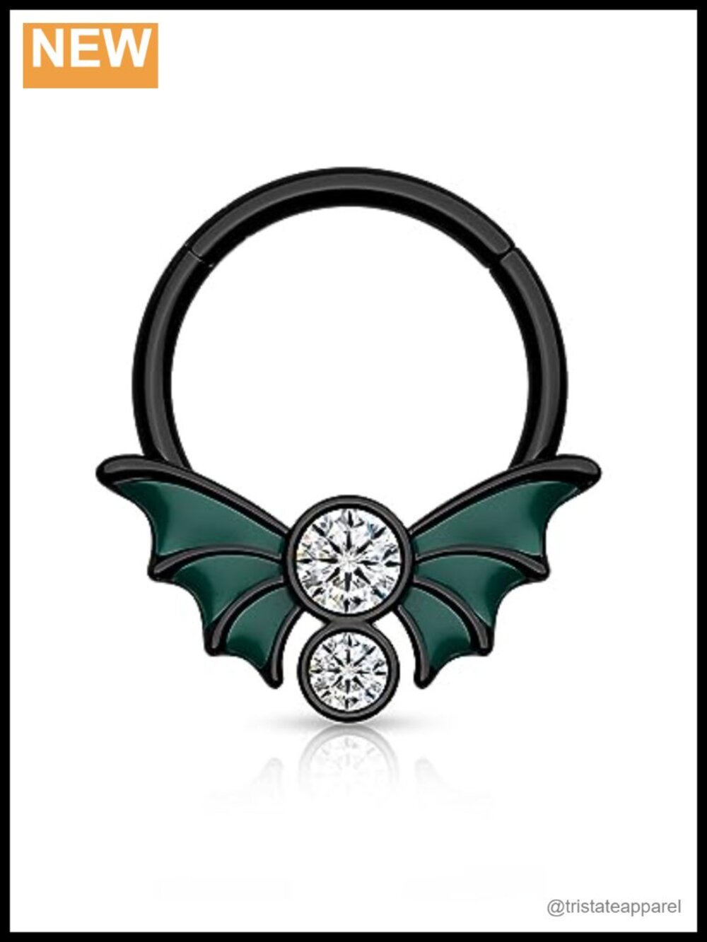 16G Septum Ring Stainless Steel Cubic Zirconia Glow in Dark Bat Nose Ring